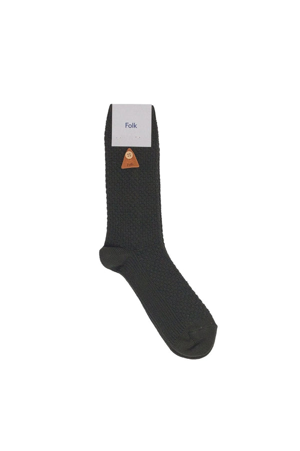 folk Waffle Socks - Military Green