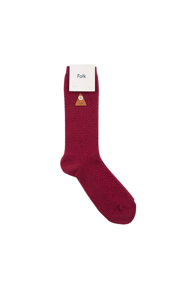 folk Waffle Socks - Pomegranate