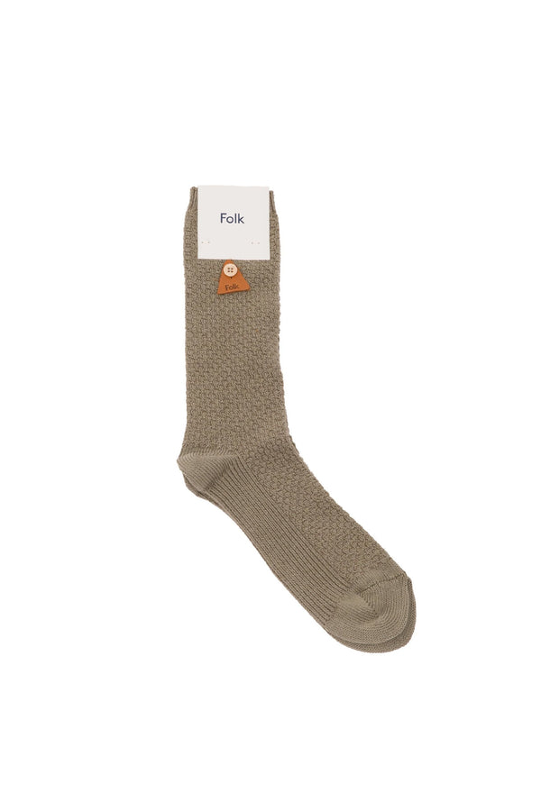 folk Waffle Socks - Sage