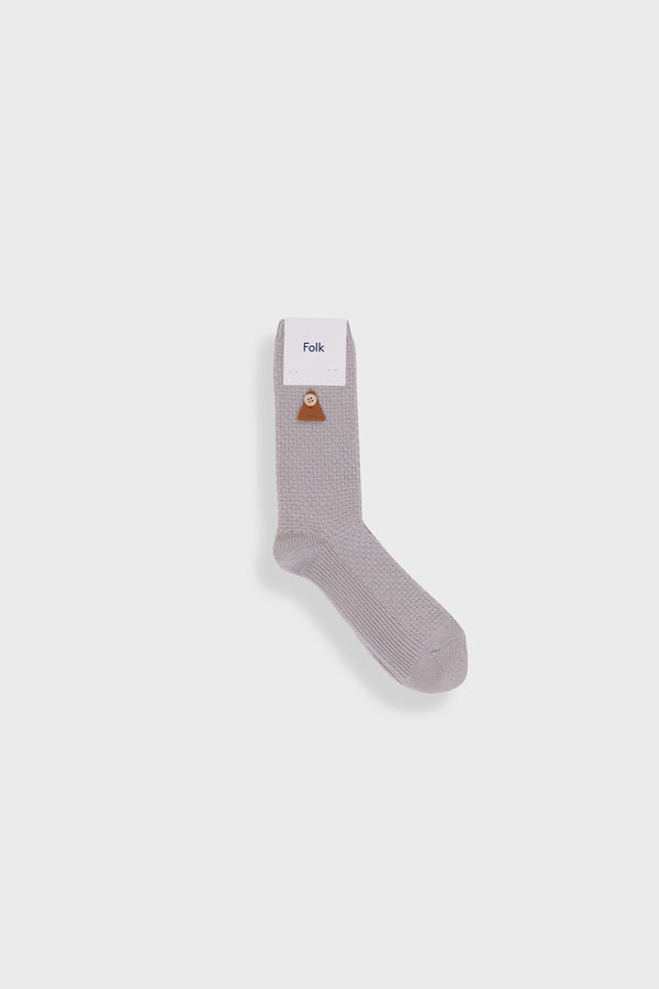 folk Waffle Socks - Silver