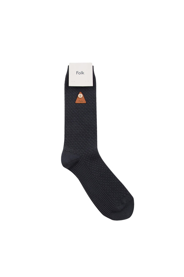 folk Waffle Socks - Slate