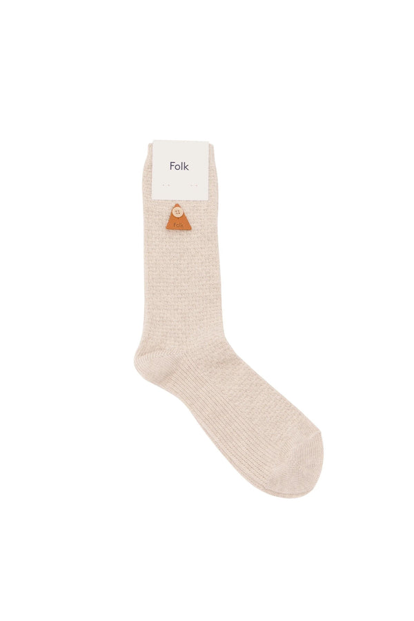 folk Waffle Socks - Wheat