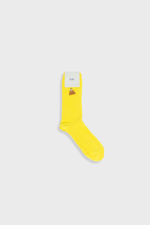 folk Waffle Socks - Yellow