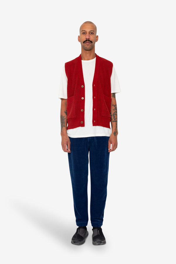 Folk Waffle Vest - Crimson