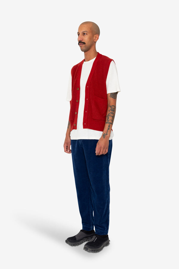 Folk Waffle Vest - Crimson