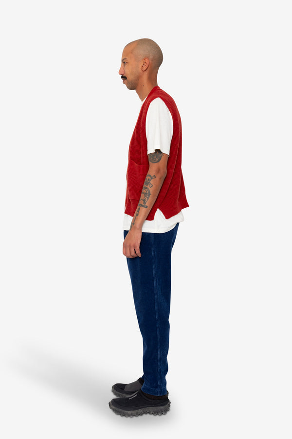 Folk Waffle Vest - Crimson