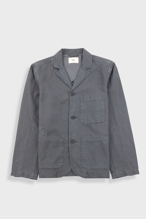Folk Wide Fit Blazer - Charcoal Hemp Canvas
