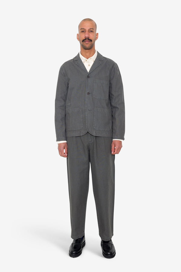 folk Wide Fit Blazer - Charcoal Hemp Canvas