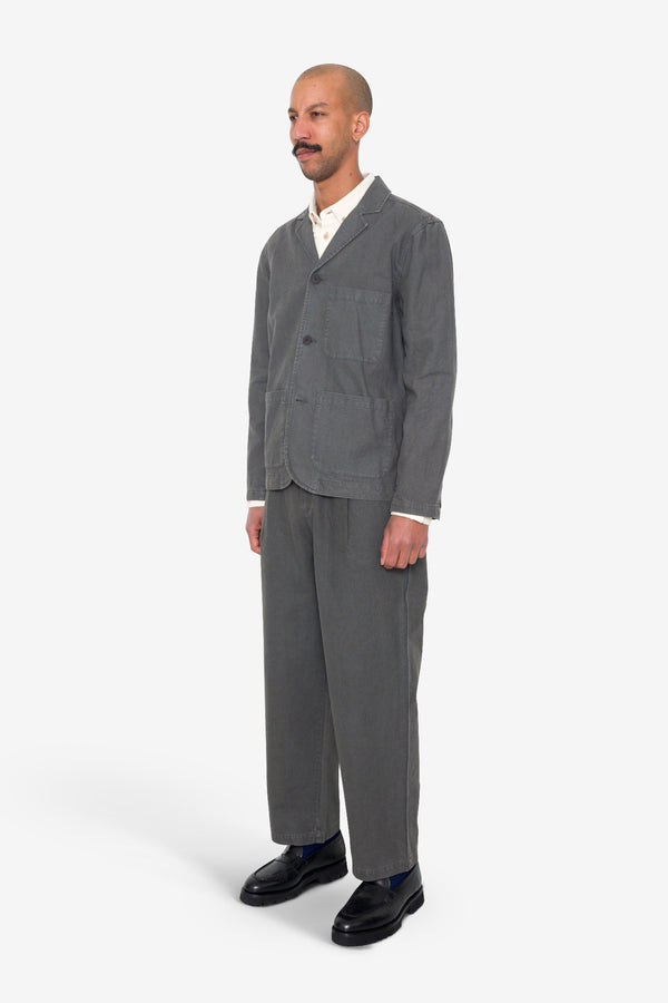 Folk Wide Fit Blazer - Charcoal Hemp Canvas