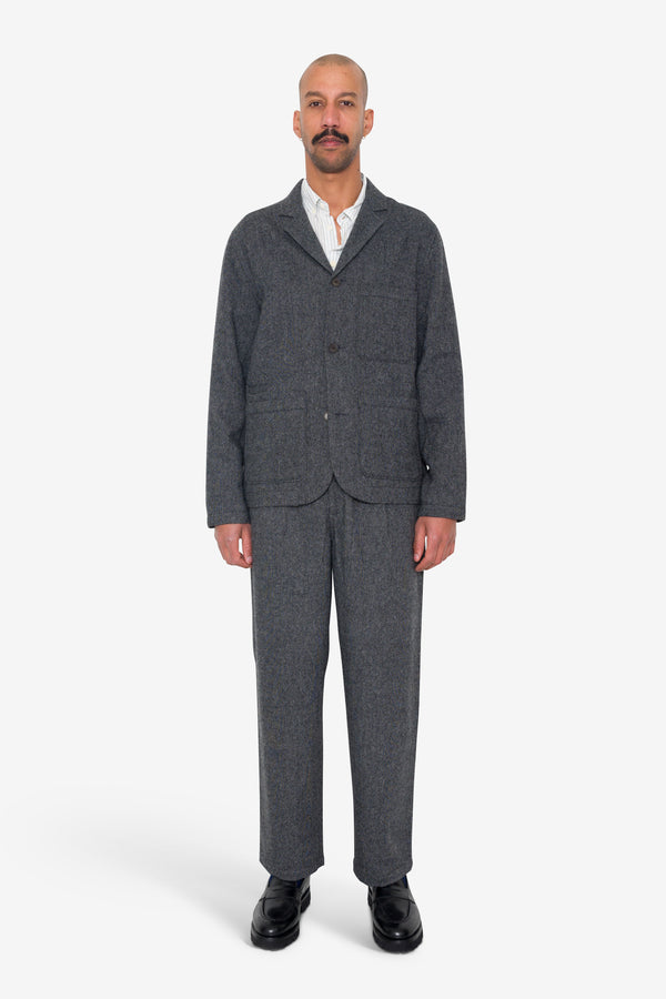 Folk Wide Fit Blazer - Charcoal Wool Melange