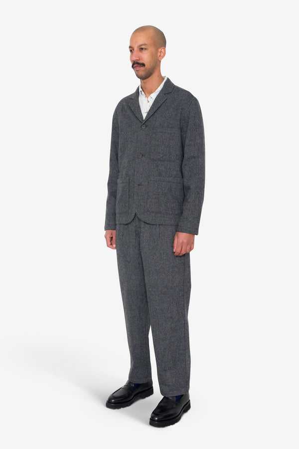 Folk Wide Fit Blazer - Charcoal Wool Melange