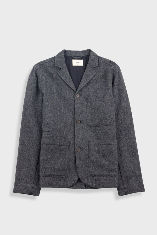 folk Wide Fit Blazer - Charcoal Wool Melange