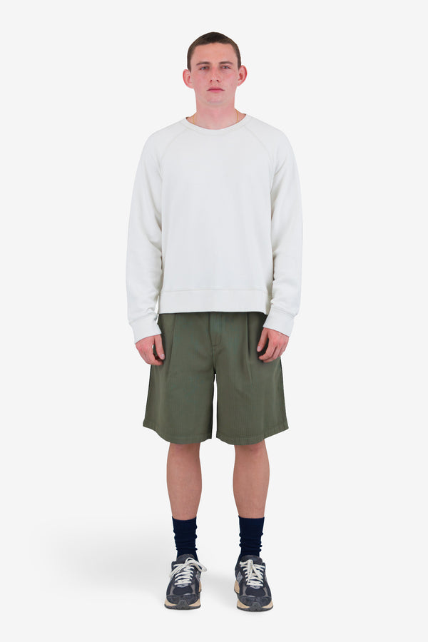 Folk Wide Fit Short - Dark Sage Herringbone