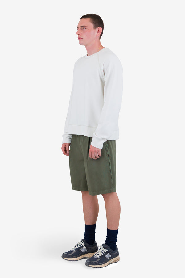 Folk Wide Fit Short - Dark Sage Herringbone