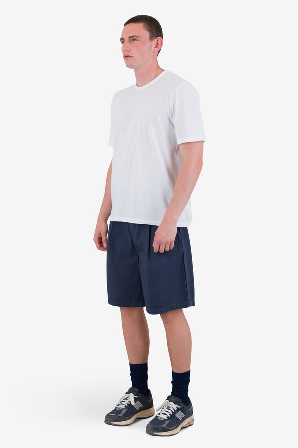 Folk Wide Fit Short - Soft Navy Herringbone