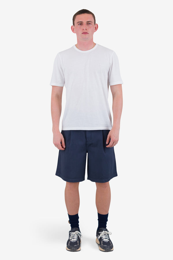 Folk Wide Fit Short - Soft Navy Herringbone