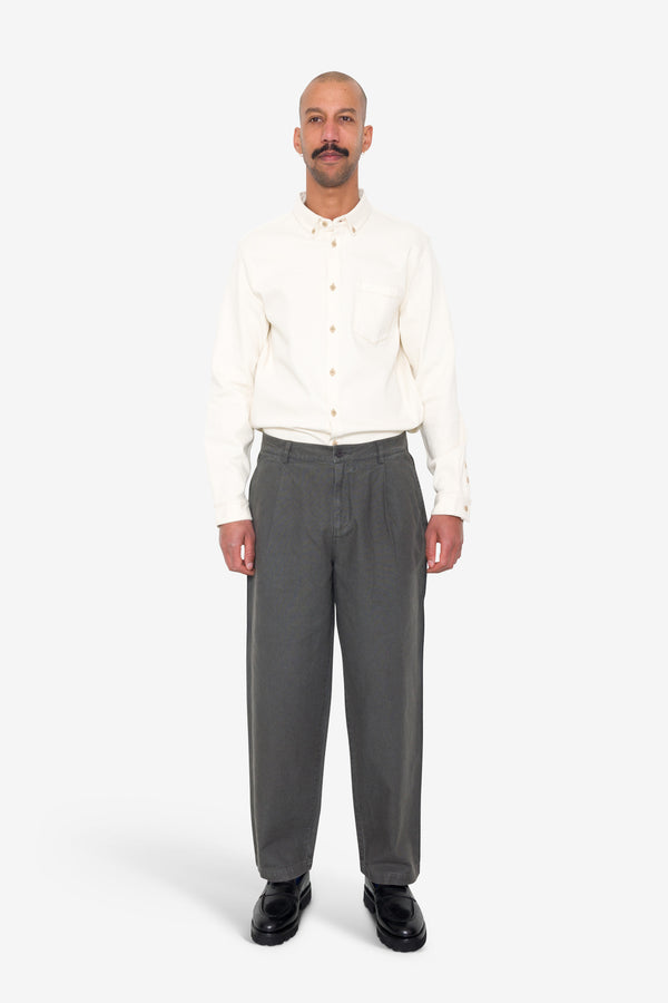 Folk Wide Fit Trouser - Charcoal Hemp Canvas