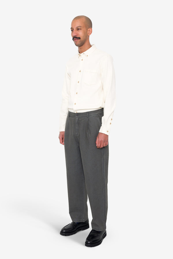 Folk Wide Fit Trouser - Charcoal Hemp Canvas