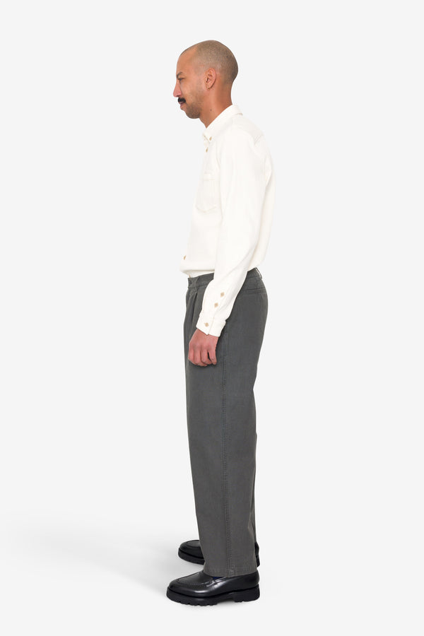 Folk Wide Fit Trouser - Charcoal Hemp Canvas