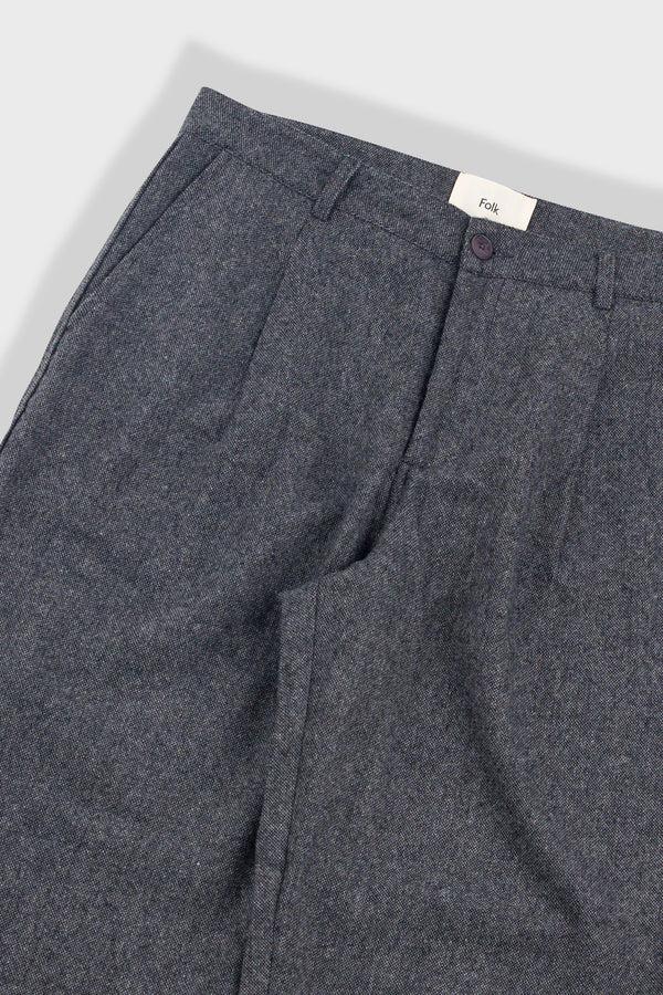 Folk Wide Fit Trouser - Charcoal Wool Melange