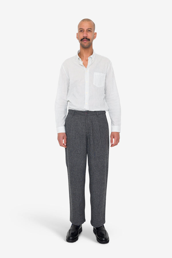 Folk Wide Fit Trouser - Charcoal Wool Melange