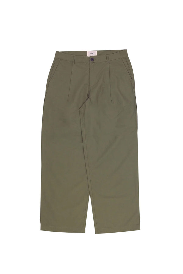 folk Wide Fit Trouser - Dark Sage