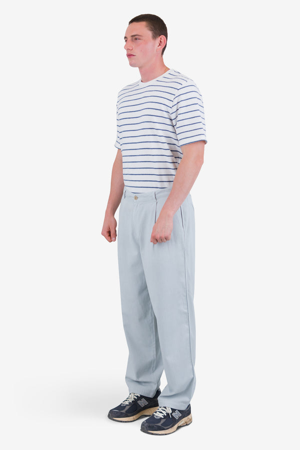 Folk Wide Fit Trouser - Mineral Blue Herringbone