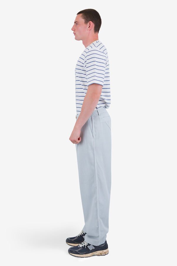 Folk Wide Fit Trouser - Mineral Blue Herringbone