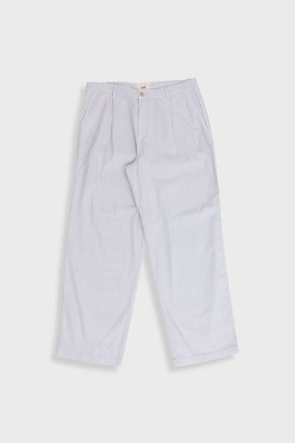 folk Wide Fit Trouser - Mineral Blue Herringbone