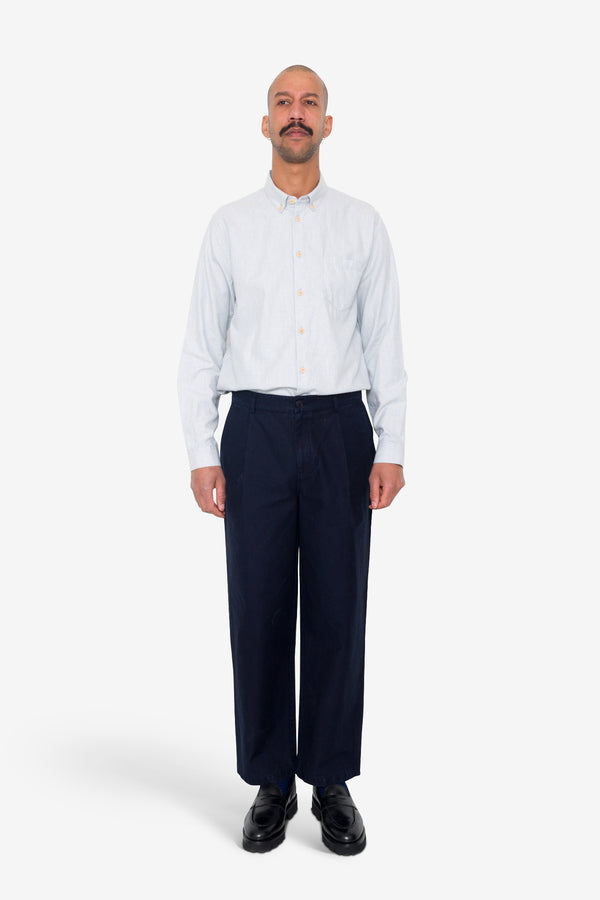 Folk Wide Fit Trouser - Navy Linear Texture