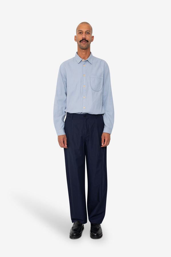 Folk Wide Fit Trouser - Navy Tech Slub