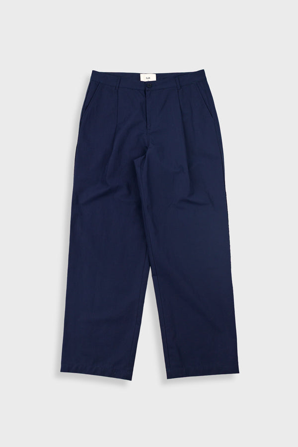 folk Wide Fit Trouser - Navy Tech Slub