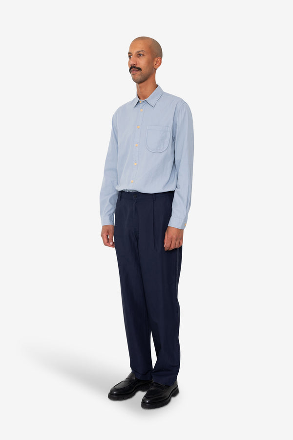 Folk Wide Fit Trouser - Navy Tech Slub
