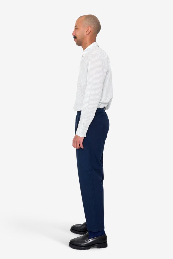 Folk Wide Fit Trouser - Navy Topstitch