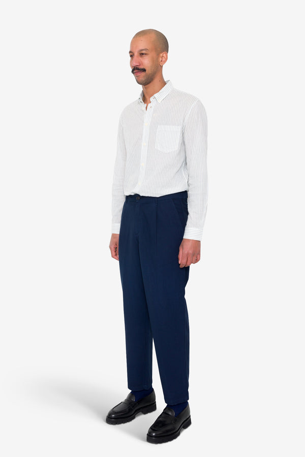 Folk Wide Fit Trouser - Navy Topstitch