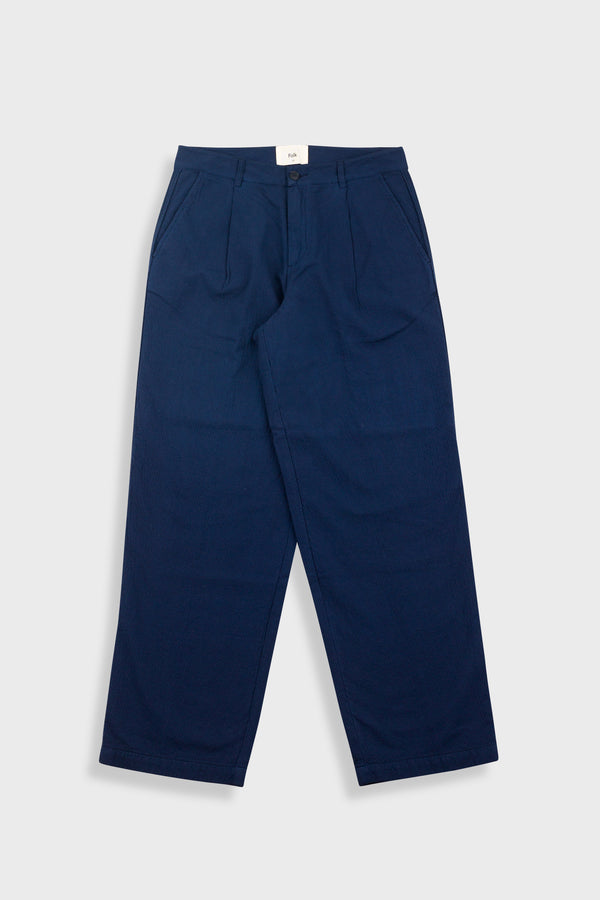 folk Wide Fit Trouser - Navy Topstitch