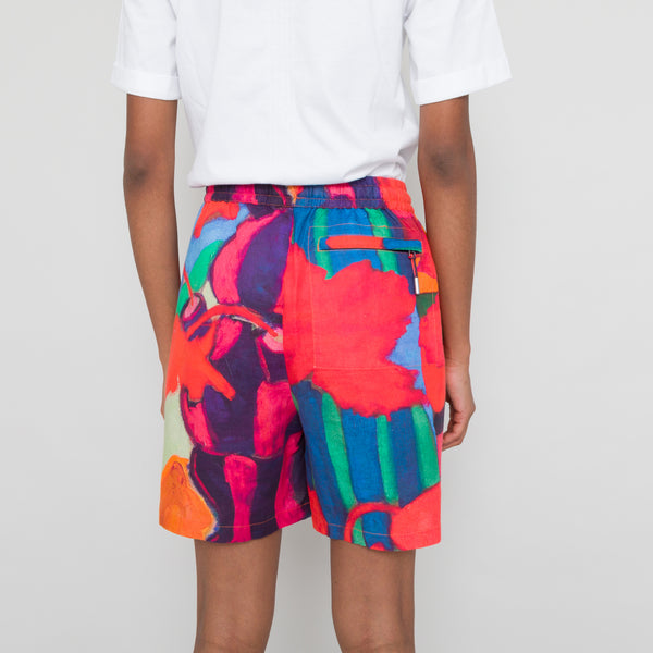 Folk Wide Signal Shorts Women's - Red Tulip Print