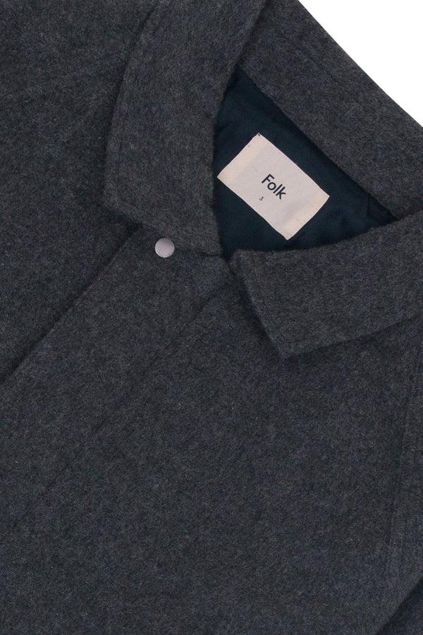 Folk Winter Cropped Coat - Charcoal Wool