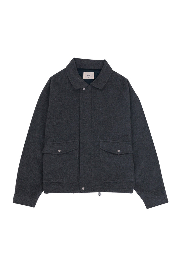 folk Winter Cropped Coat - Charcoal Wool