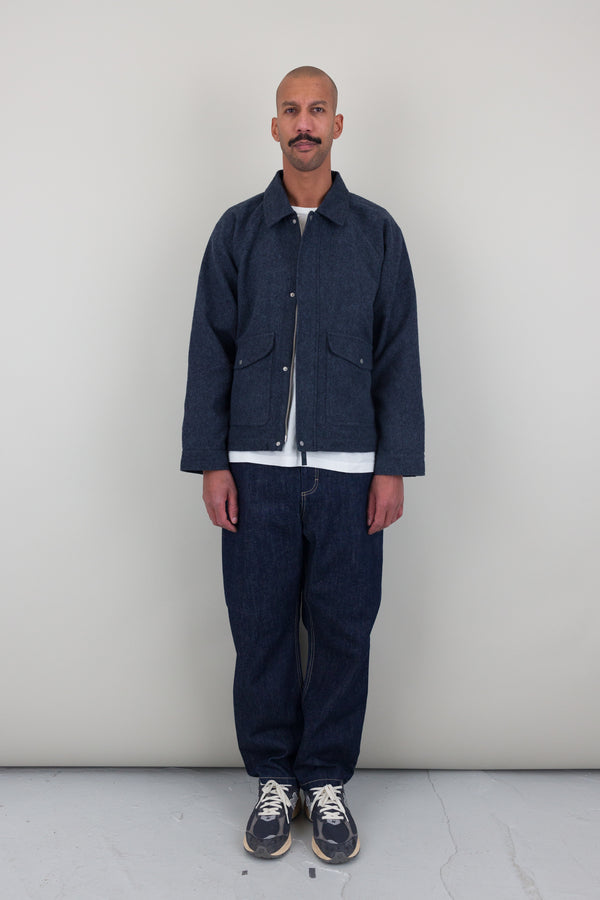 Folk Winter Cropped Coat - Navy Brushed Twill