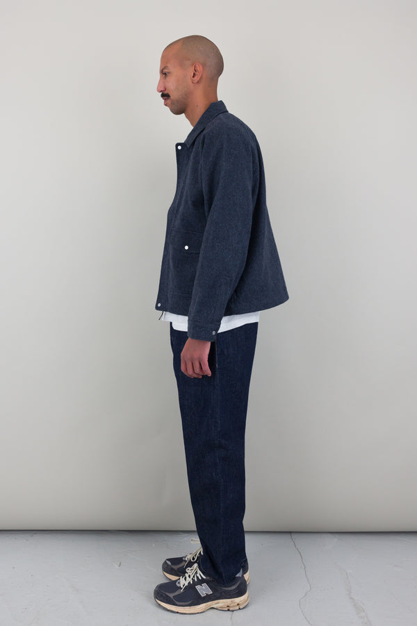 Folk Winter Cropped Coat - Navy Brushed Twill