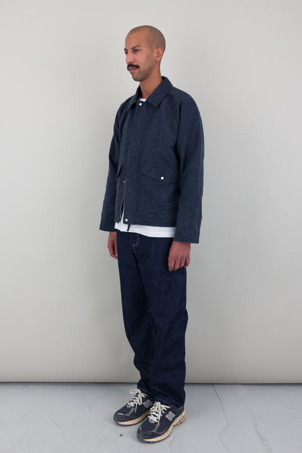 Folk Winter Cropped Coat - Navy Brushed Twill