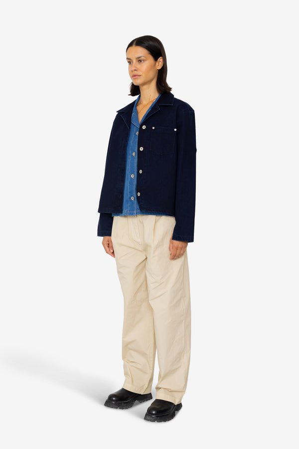 Folk Worker Overshirt - Deep Indigo Slub