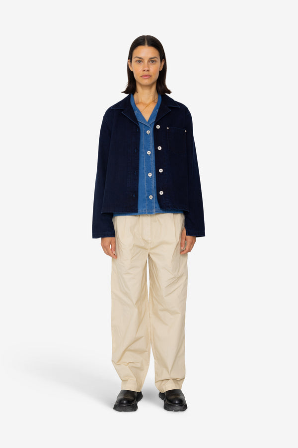 Folk Worker Overshirt - Deep Indigo Slub