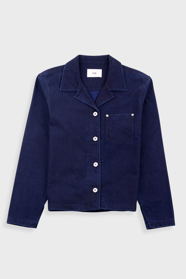 folk Worker Overshirt - Deep Indigo Slub