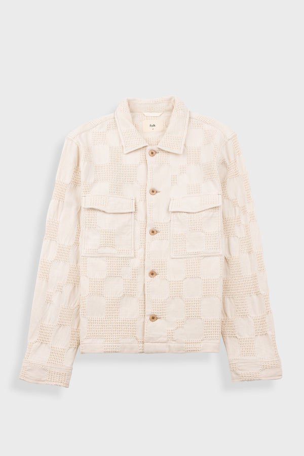 folk Zaki Jacket - Ecru Waffle Check