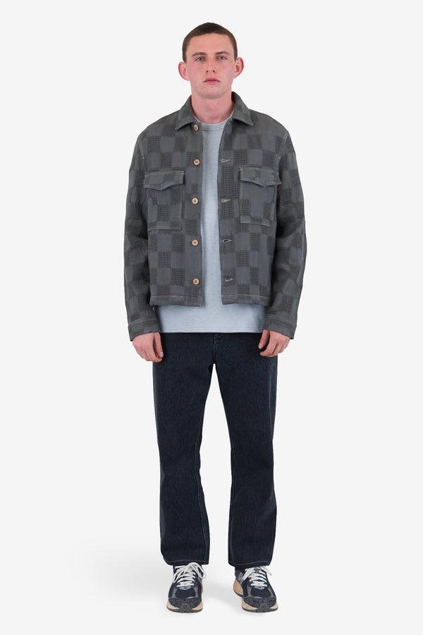 Folk Zaki Jacket - Soft Black Waffle Check