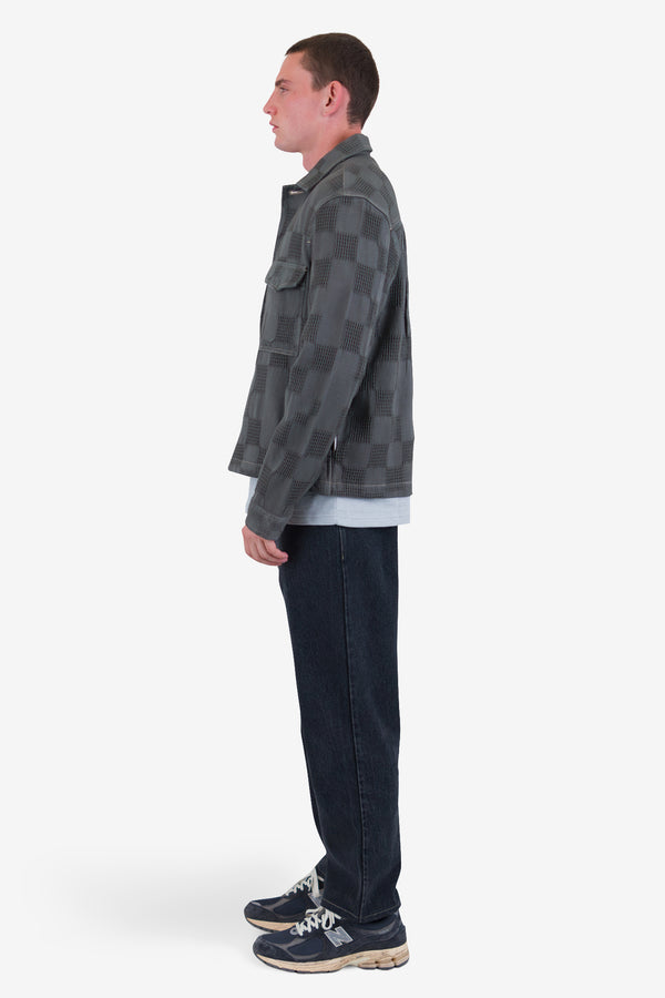 Folk Zaki Jacket - Soft Black Waffle Check