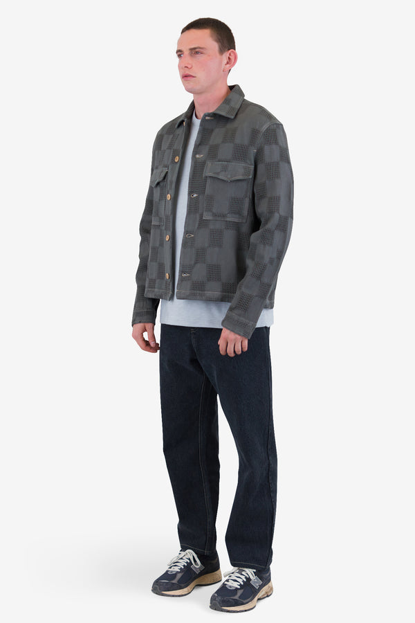 Folk Zaki Jacket - Soft Black Waffle Check