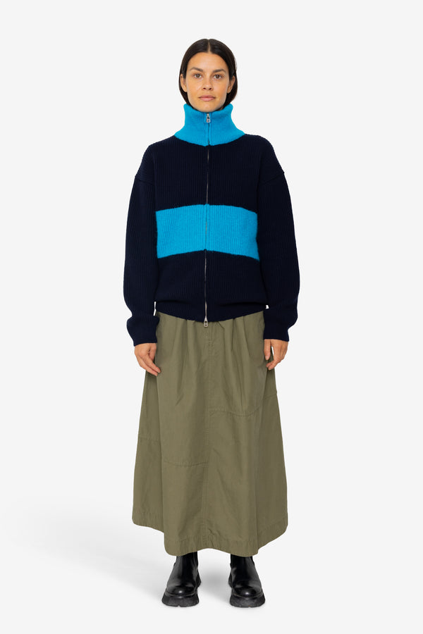 Folk Zip Through Jumper - Blue